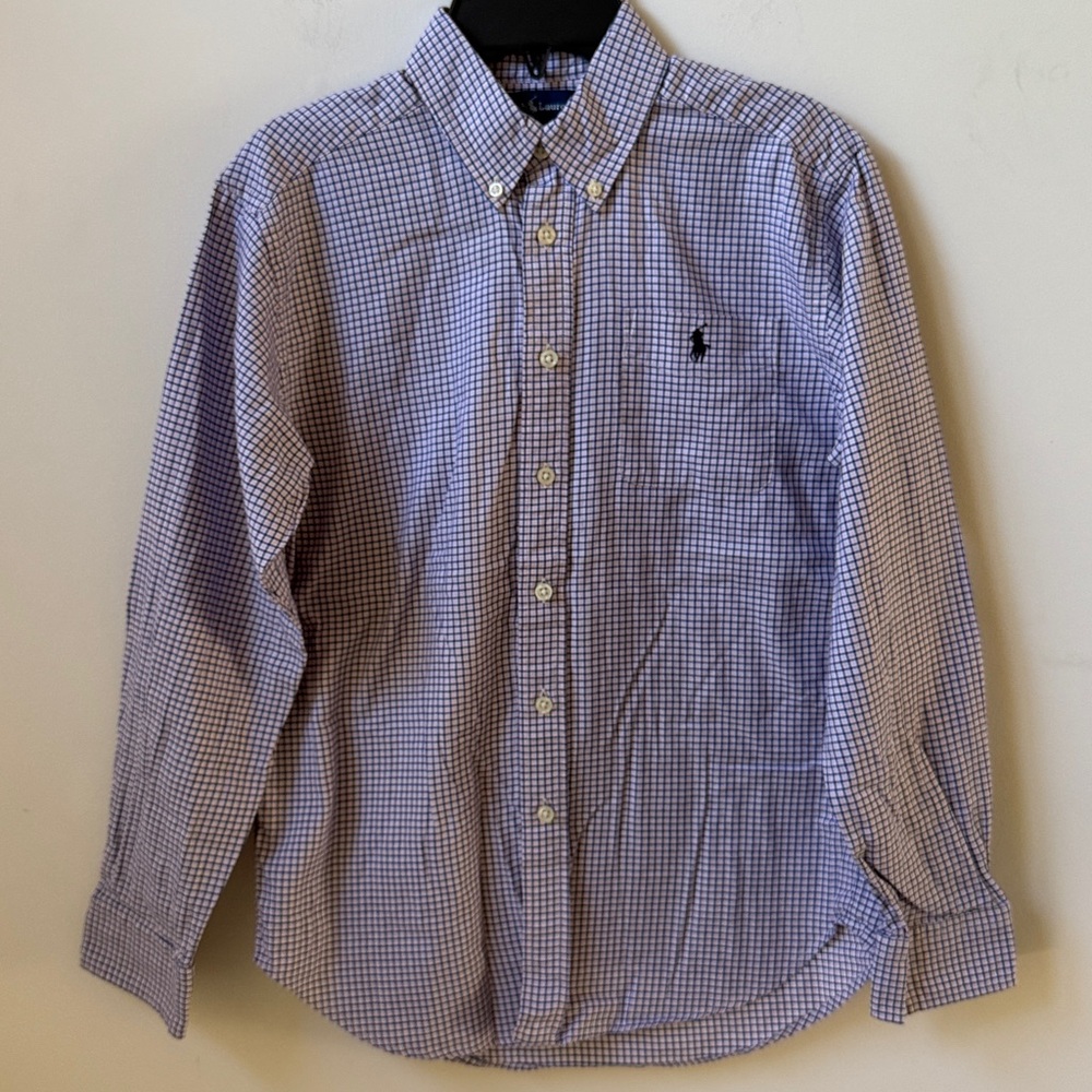 Ralph Lauren Blue, Pink and White Checkered Button Shirt NWOT Boy’s Sz M(12/14)